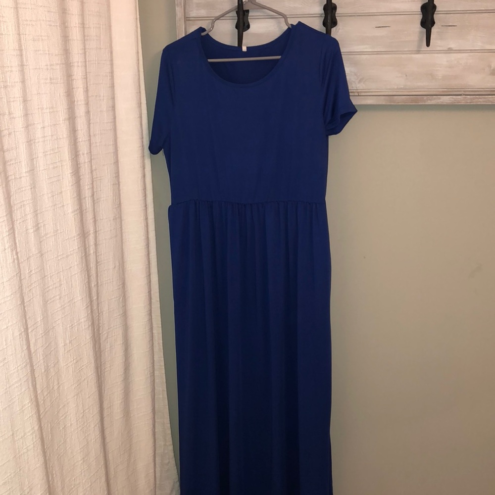 Royal blue short sleeve maxi dress